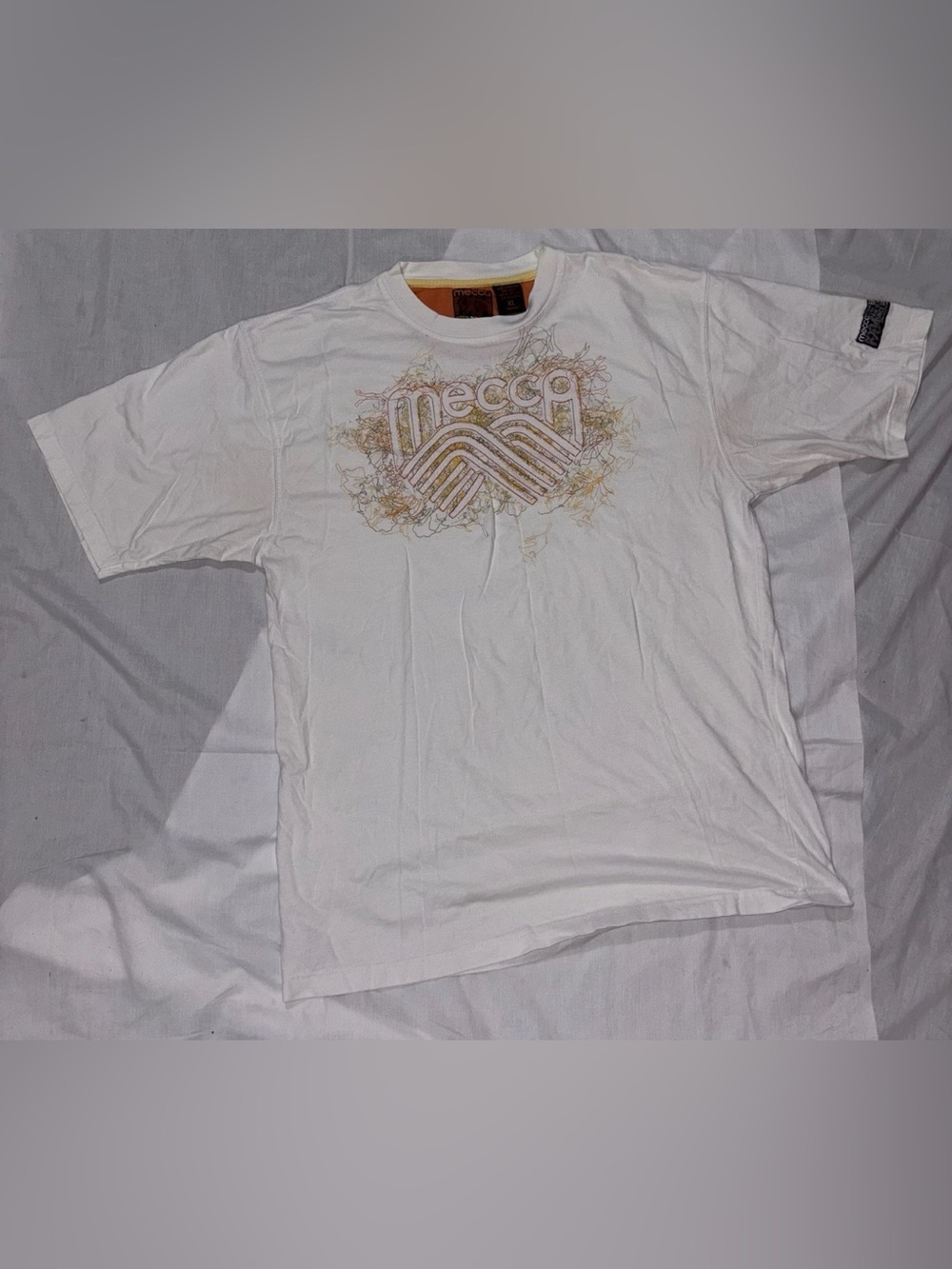 Mecca Vintage 90”s Embroidered Spellout Logo Over Sized Streetwear Tee Shirt XL